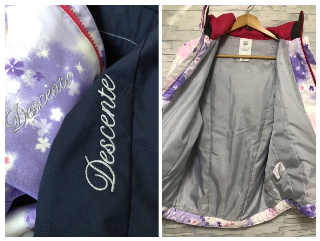 専用！デサント　桜の水彩画風　スキーウェア上下セット　フェニックスインナー付 デサント 桜の水彩画風 スキーウェア上下セット 150