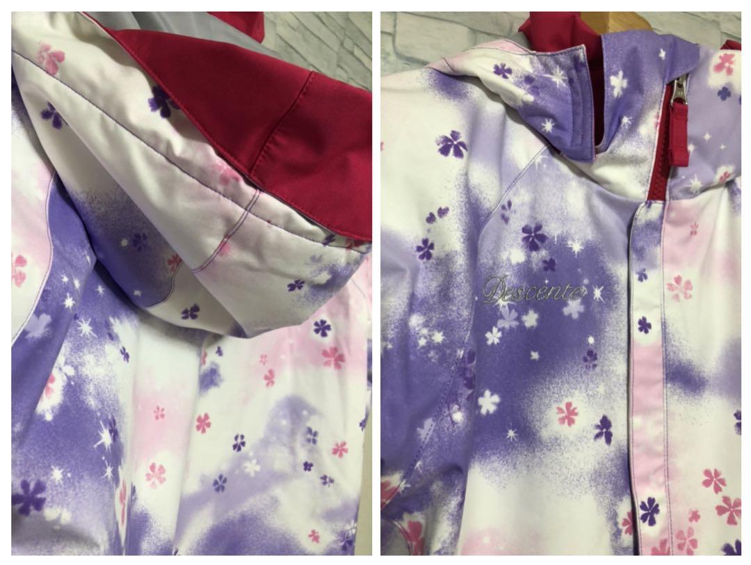 専用！デサント　桜の水彩画風　スキーウェア上下セット　フェニックスインナー付 デサント 桜の水彩画風 スキーウェア上下セット 150