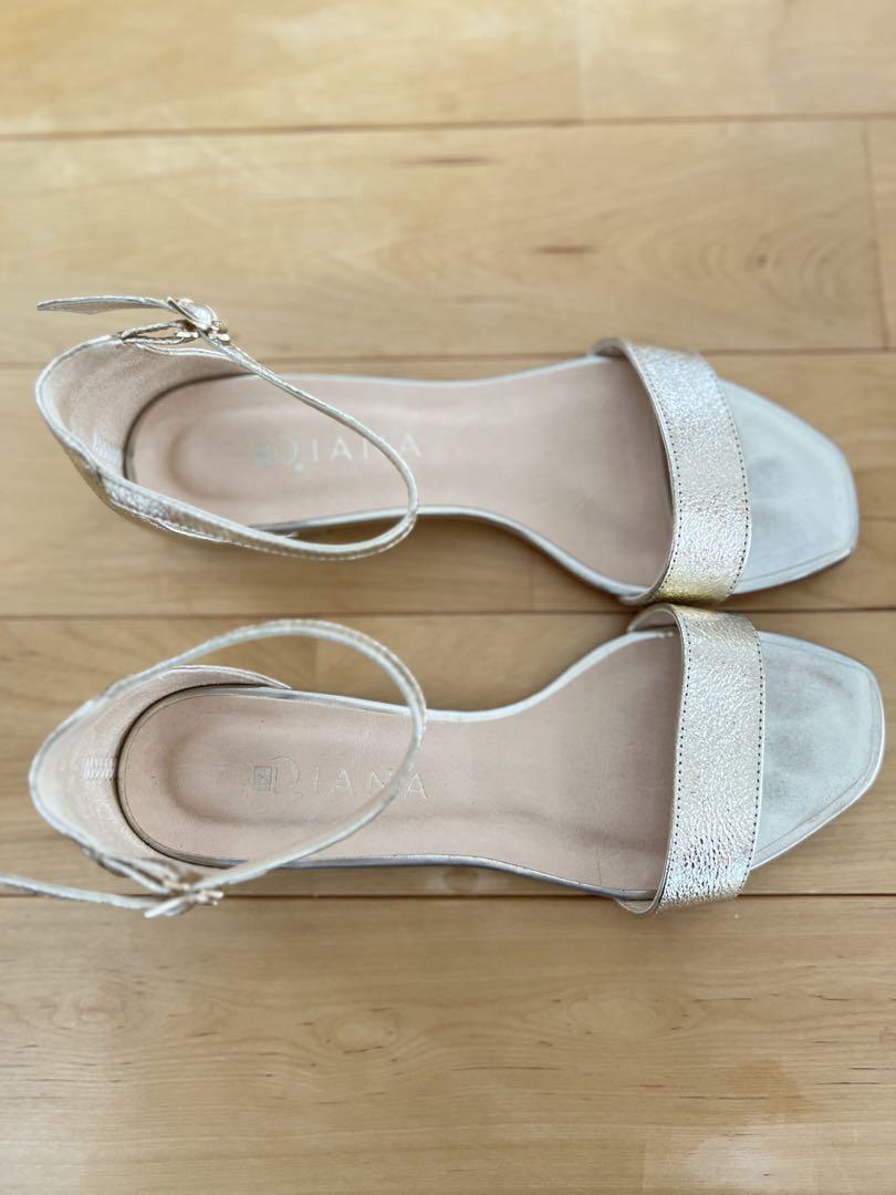 【美品】DIANAダイアナ ゴールドアンクルストラップ付フラットサンダル