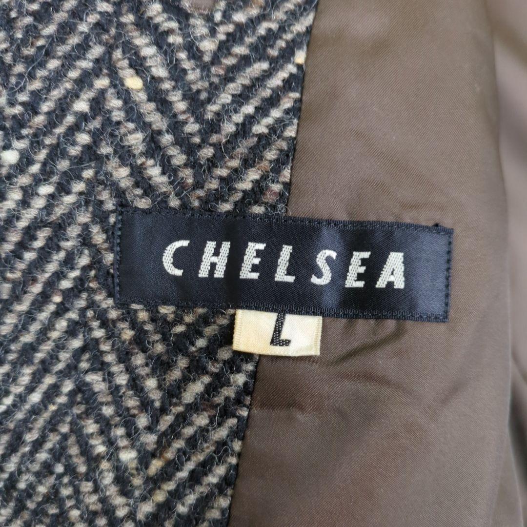 80s CHELSEA ツイード ダブル ロング コート ウール ジャケット