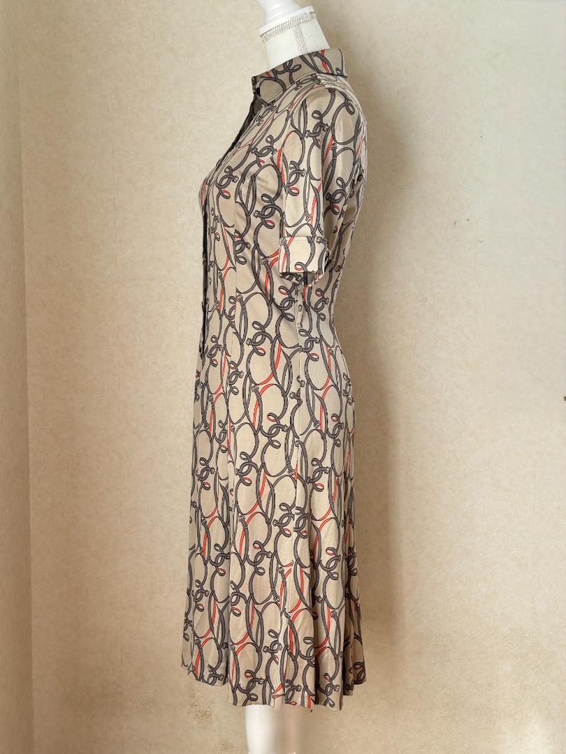 【美品】BURBERRY LONDON シルク100% 総柄シャツワンピース