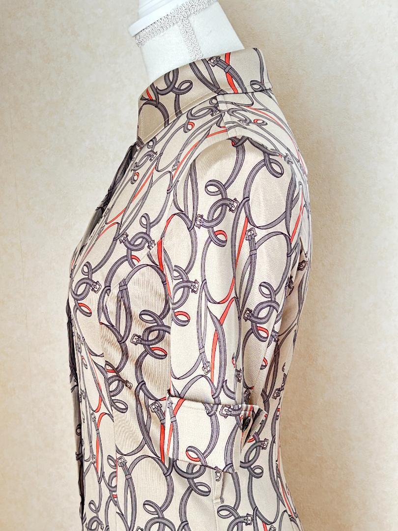 【美品】BURBERRY LONDON シルク100% 総柄シャツワンピース