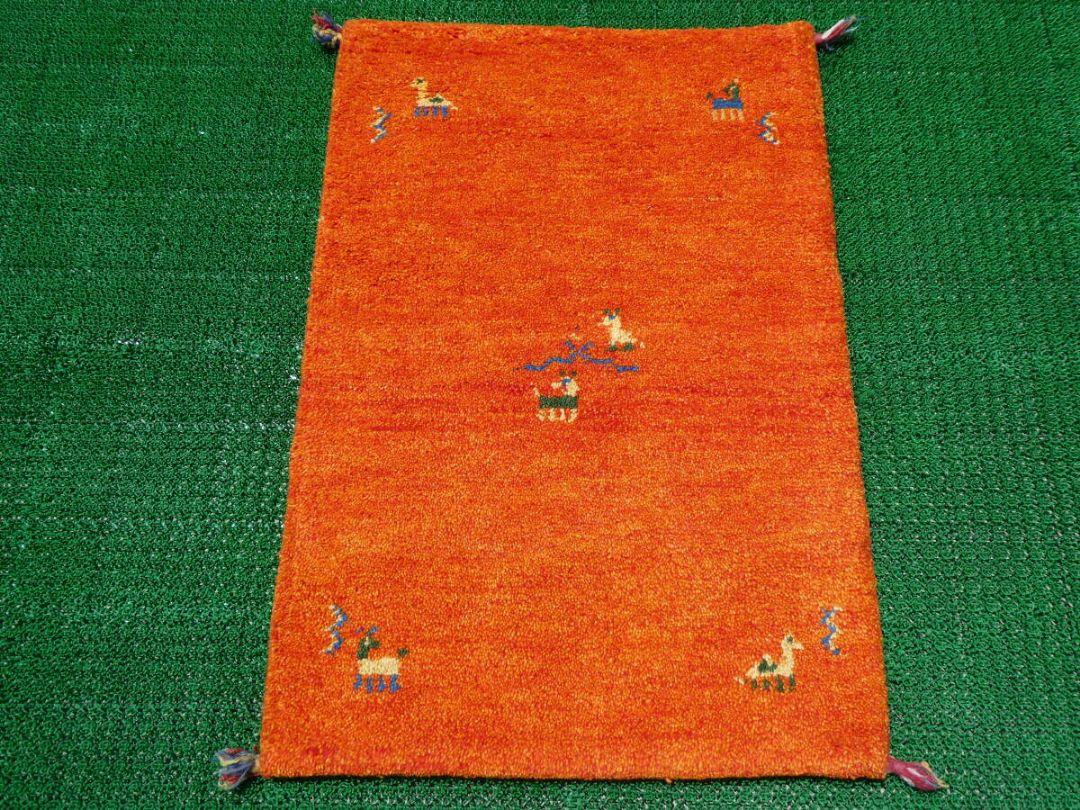 90×62cm　ギャッベ　ペルシャ絨毯　手織り