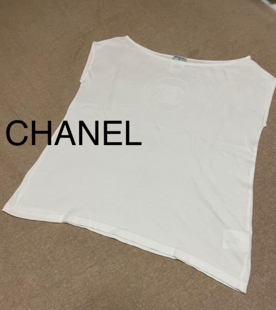 14235円 おしゃれ CHANEL シャネル カットソー ノースリーブ トップス 公式正規店 シャネルトップスノースリーブ38 Tシャツ/カットソー(半袖/袖なし)