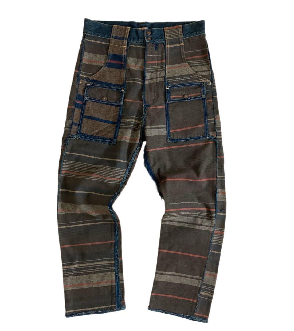 KAPITAL キャピタル BORO ストライプ ブッシュ パンツL KAPITAL