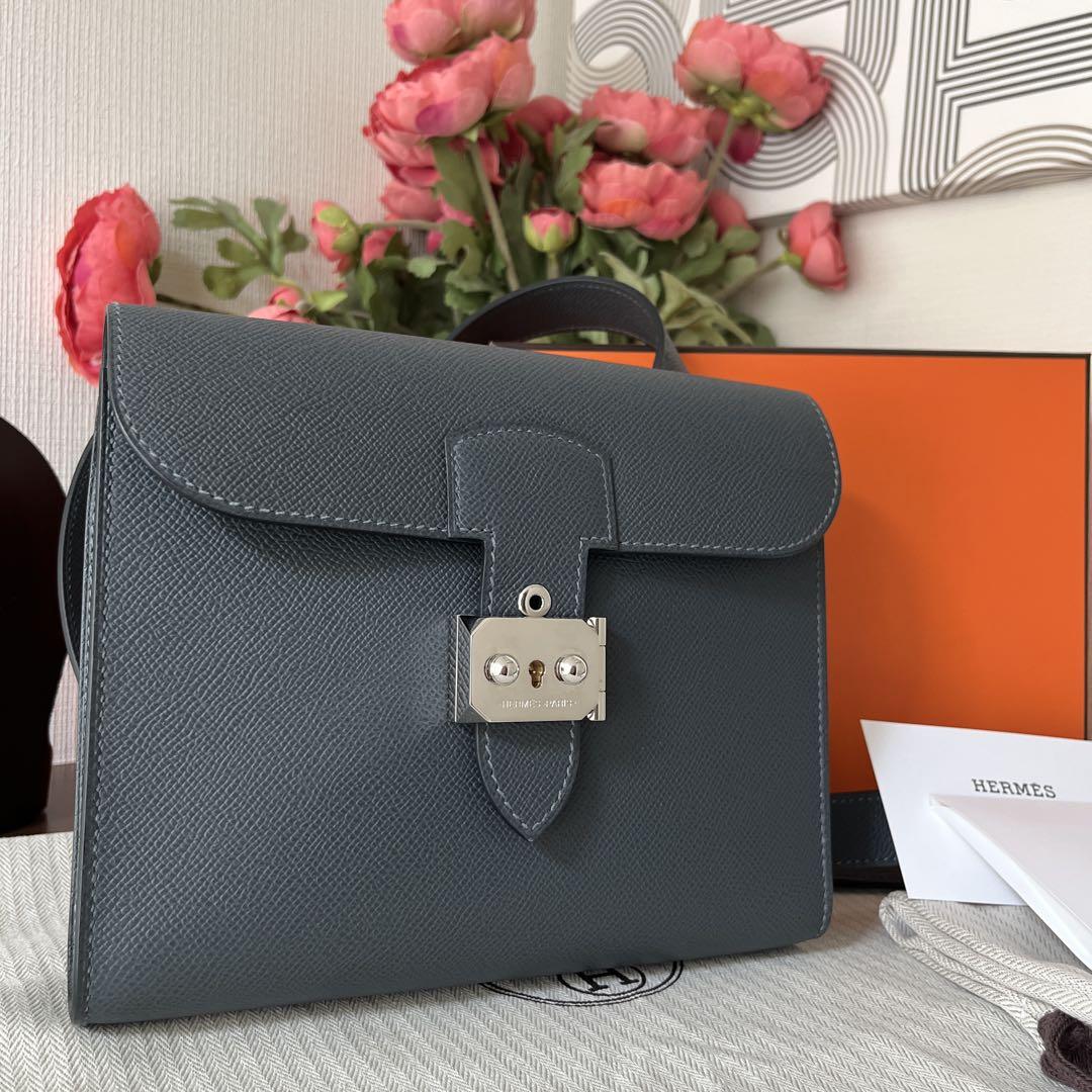 HERMES サックアデペッシュ　21 ダークグレー ショルダーバッグ　極美品