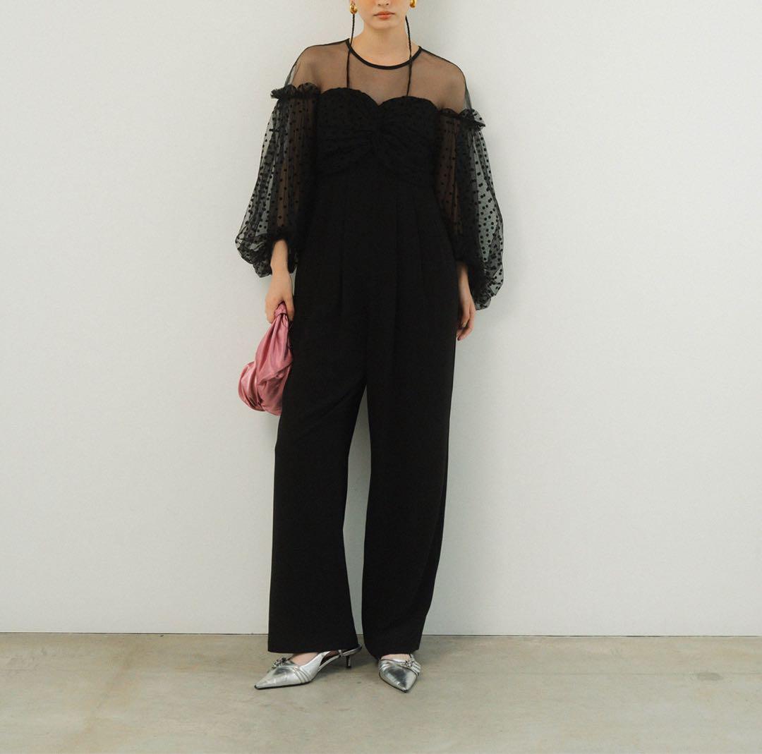 ANDRESSD flocky dot pants dress ブラック　S
