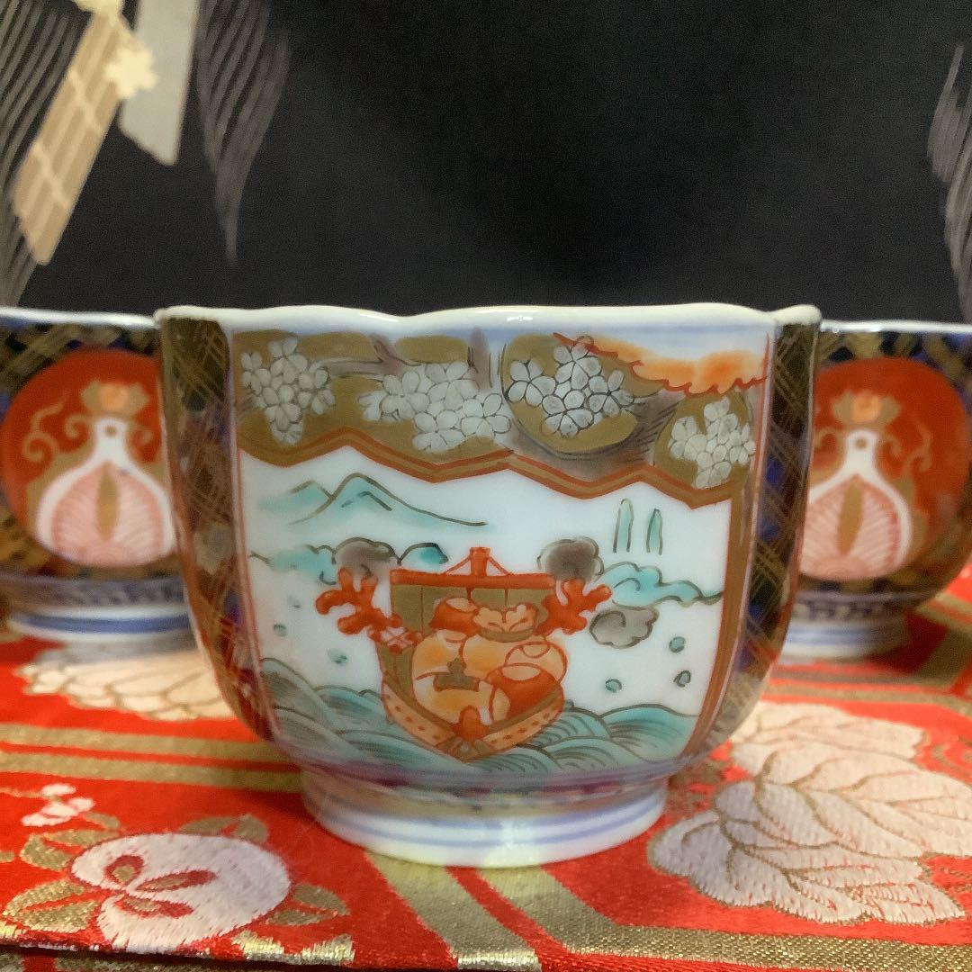 HOT人気セール サイクリング様専用 古伊万里 染錦 金欄色絵 宝舩 蕎麦猪口 5客 幕末〜明治 LUJv5-m34654176742 品質保証人気SALE