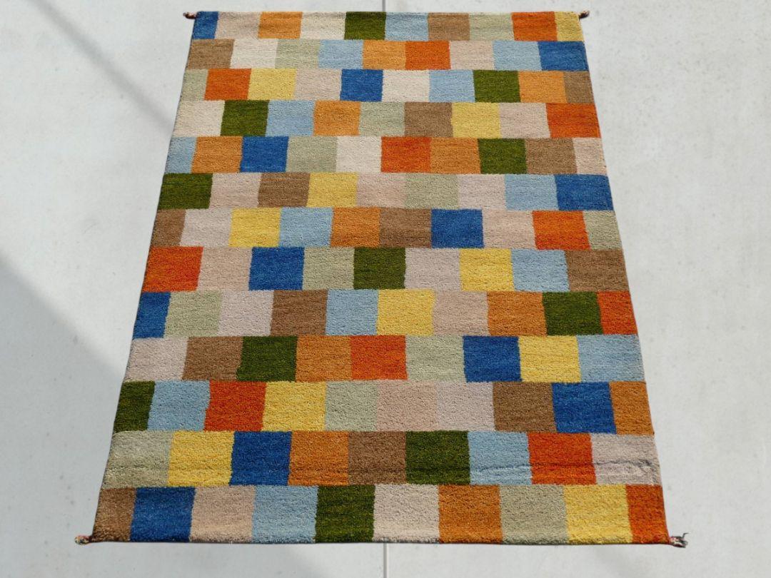 195×142cm　ギャッベ　ギャベ　ペルシャ絨毯　手織り