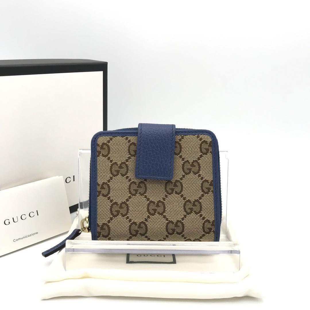 正規品　新品　グッチ財布　グッチ折り財布　グッチキャンバス　グッチレザー