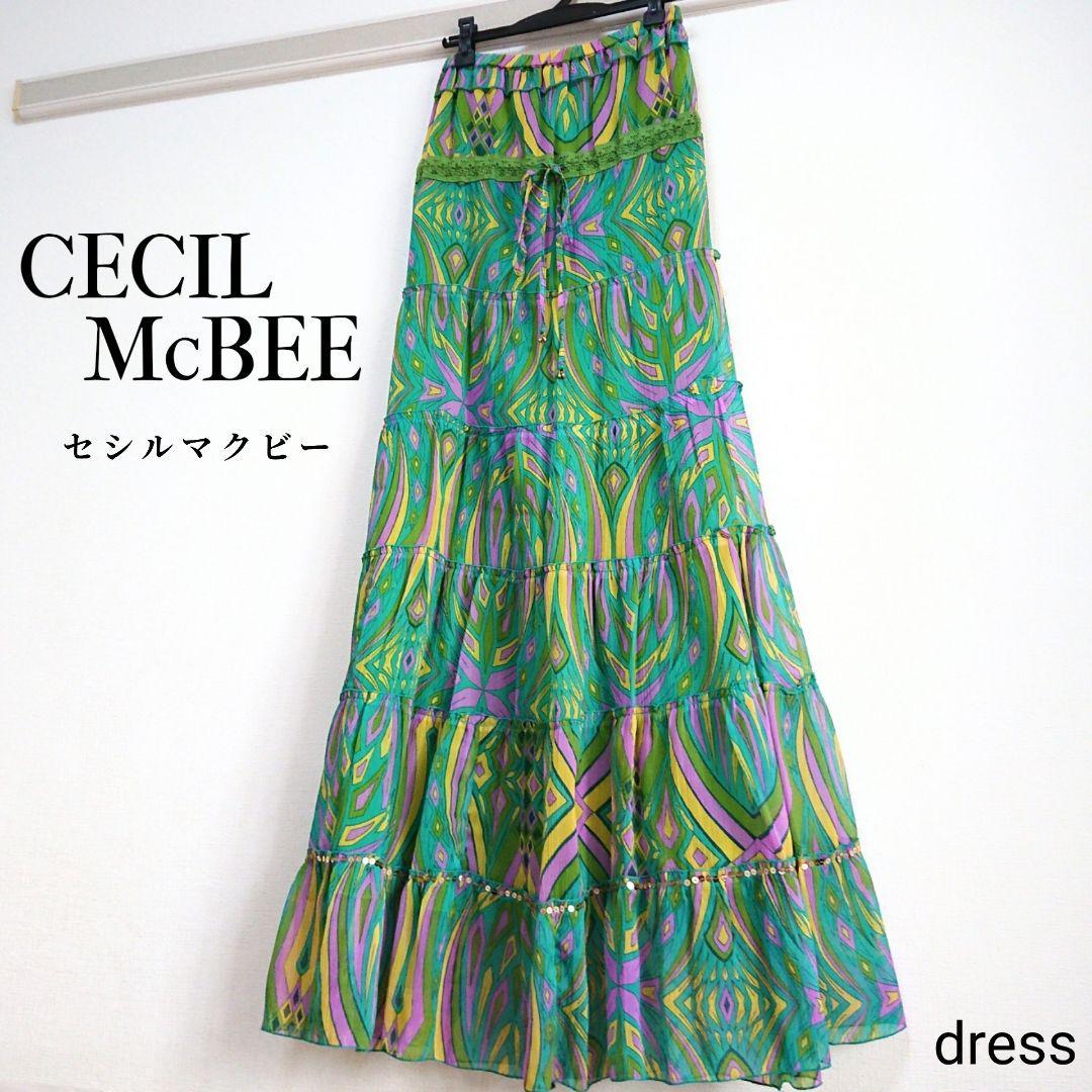 美品】セシルマクビー ベアトップ シフォン ロングワンピース エスニック柄 M - メルカリ 美品】セシルマクビー ベアトップ シフォン ロングワンピース エスニック柄 M - メルカリ