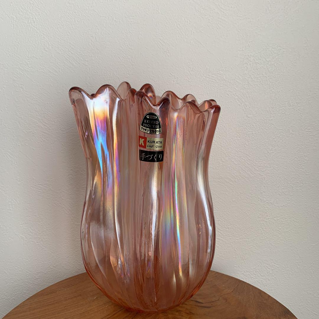 【値下げ】ヴィンテージクラタガラスフラワーベースアートグラス