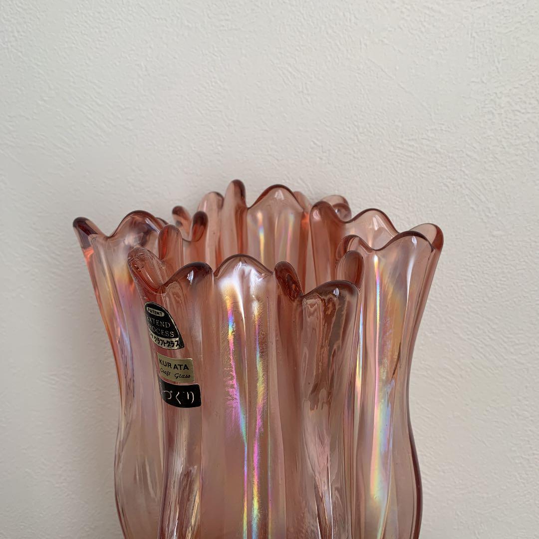 【値下げ】ヴィンテージクラタガラスフラワーベースアートグラス