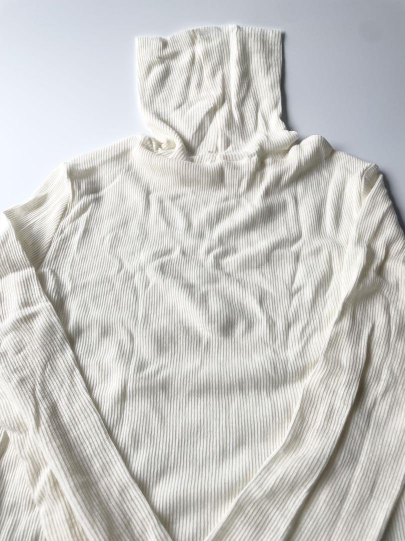 SOEJU ソージュカシミヤ混タートルネックカットソー WHITE Fサイズ