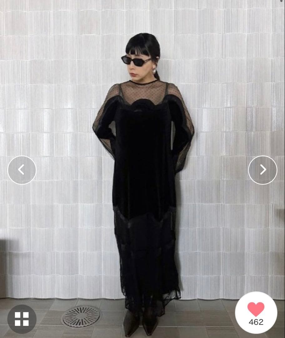 AMERI WAVE SWITCH SHEER DRESS ブラック S ドットS Ameri VINTAGE