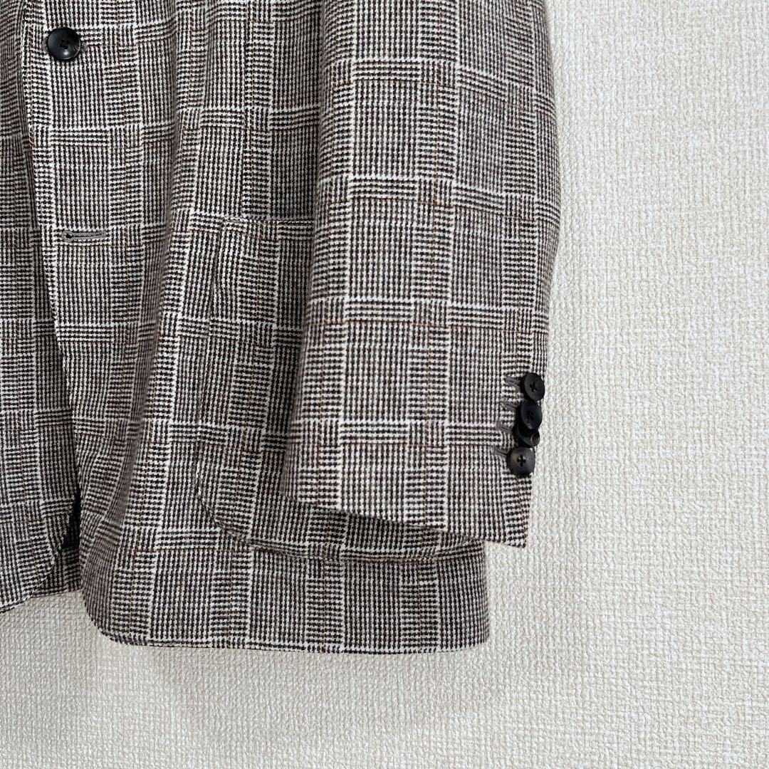 【極美品】高級 LARDINI ウィンドウペン テーラードジャケット 48
