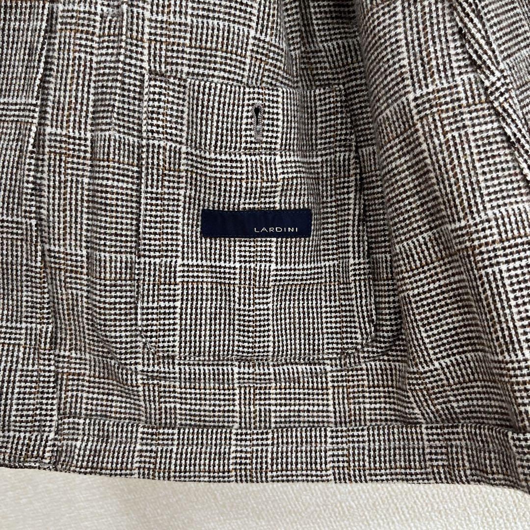 【極美品】高級 LARDINI ウィンドウペン テーラードジャケット 48