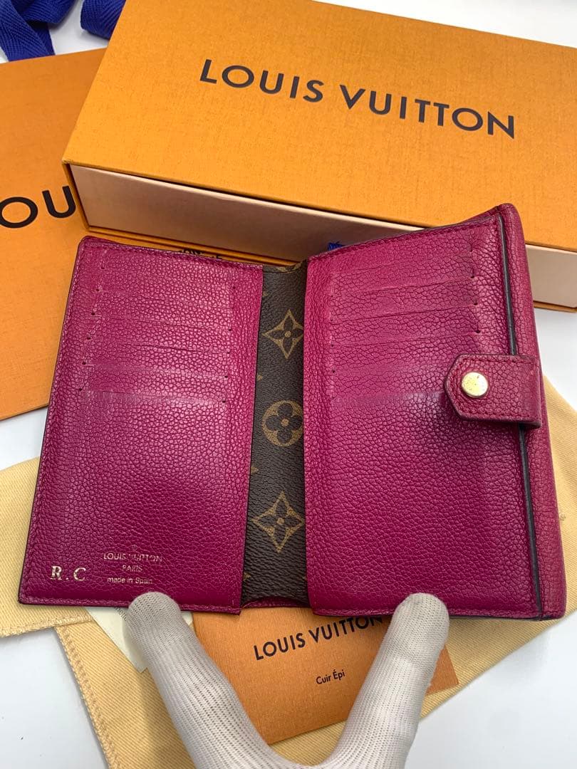 LOUIS VUITTON 二つ折り財布 ダークブラウン/ピンク P55