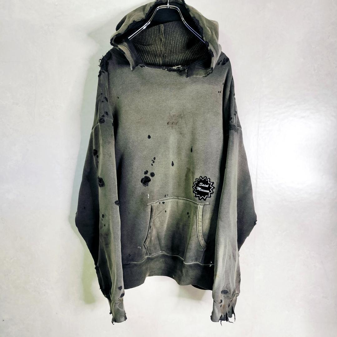 未使用✨️24AW セントマイケル ダメージ加工 プルオーバーパーカー M