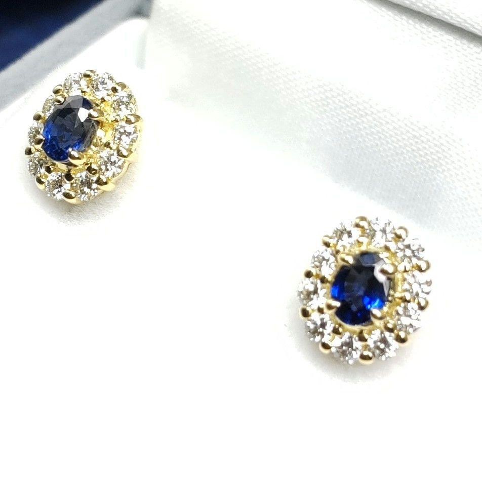 天然 ロイヤル ブルーサファイア ダイヤ ピアス2.85ct k18 ¥の