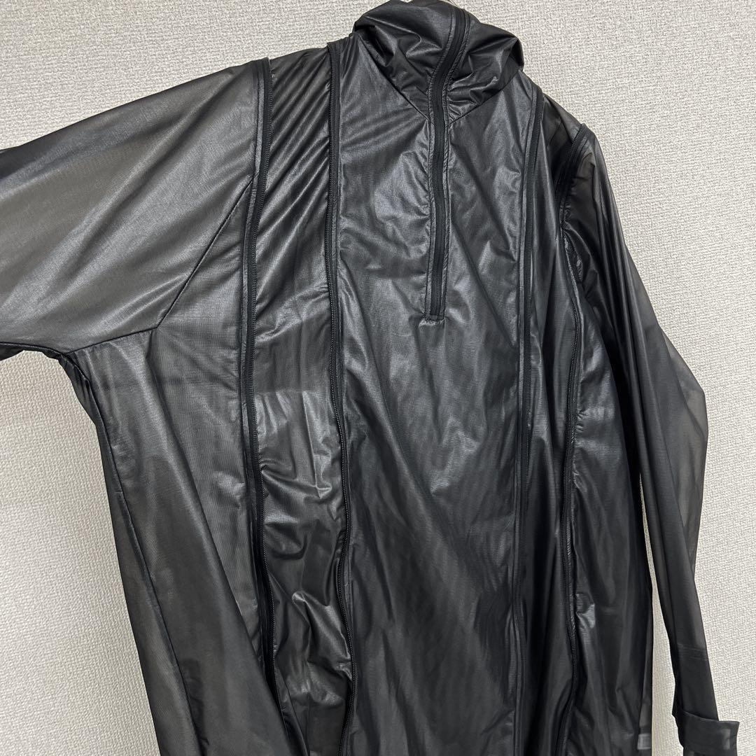Y-3　ヨウジヤマモト　ナイロンコート　マルチファスナー　黒　変形　フード