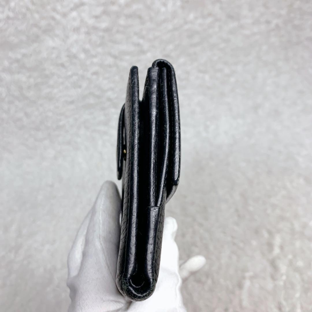 近年　GUCCI GG マーモント　グッチ　折り財布　シボ革　レザー　ブラック