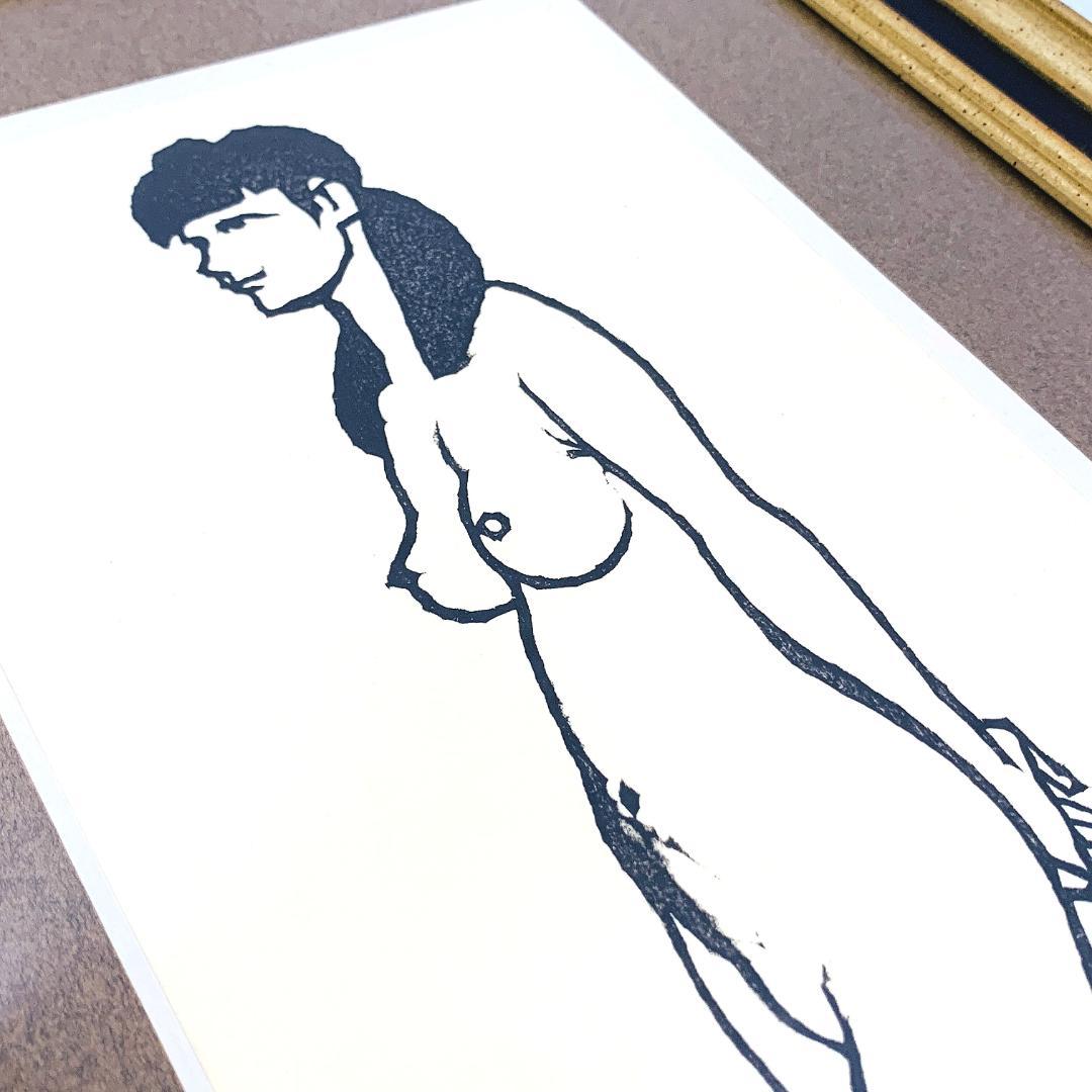 千葉 七郎 近代日本版画家 額装 版画 1989年 裸婦 B 小樽美術館収蔵作家