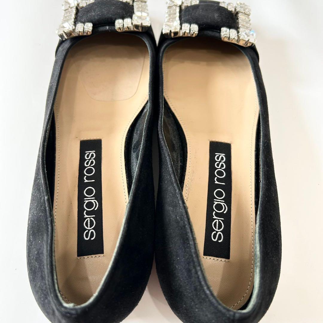 ほぼ未使用 現行品 sergio rossi 24cm クリスタル パンプス 黒 ほぼ未使用 現行品 sergio rossi 24cm クリスタル パンプス 黒