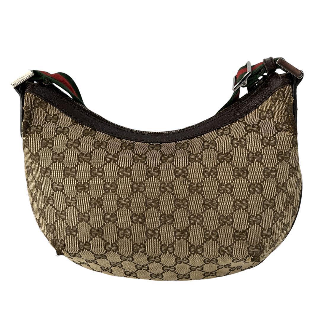 オールド　グッチ　GG柄ショルダーバッグ　ハーフムーン　三日月　シェリーライン