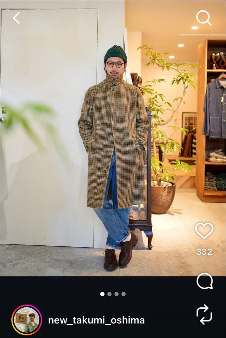 K*☆様 GRENFELL ガンクラブチェック バルカラーコート 34