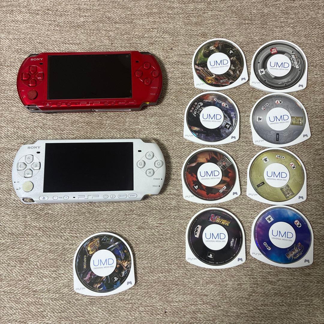 PSP レッド＆ホワイト ゲームソフト９個付き➕充電器