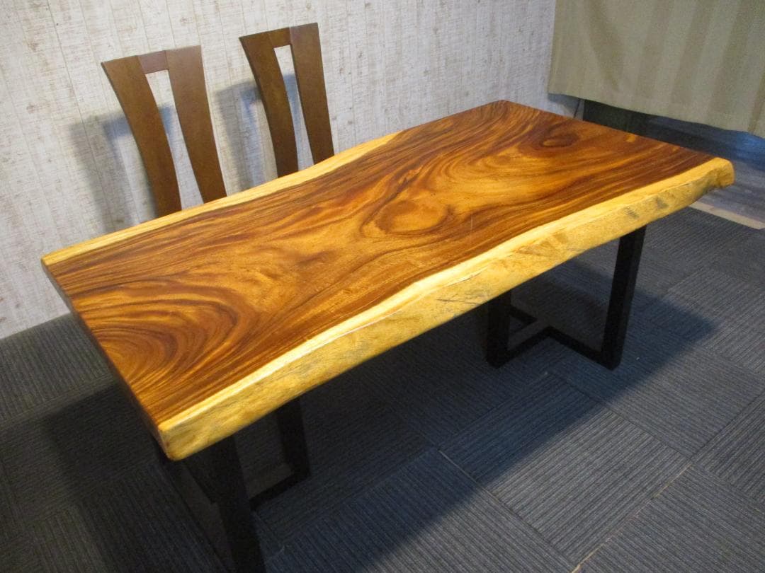 #1552 モンキーポッド テーブル ローテーブル ダイニング 座卓 一枚板新品、♥