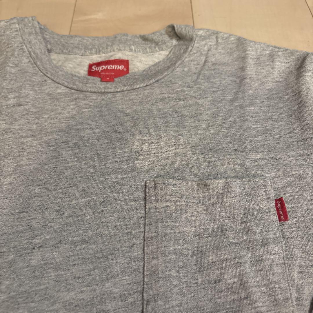Supreme グレー ポケット長袖Tシャツ S