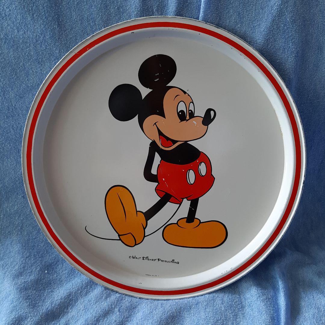 ディズニーミッキーマウス丸型トレーおぼんBUNBUKU 中古レトロ