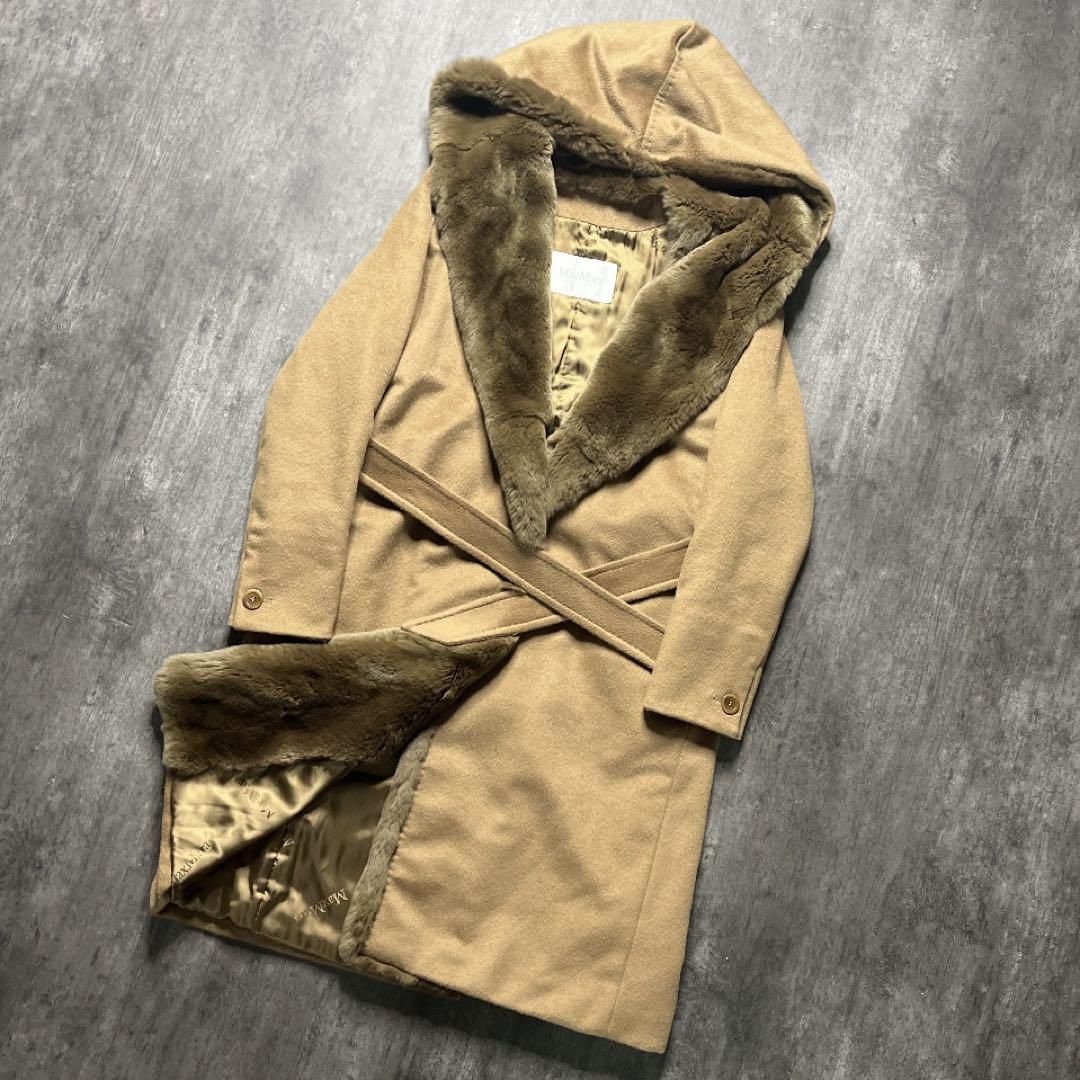 【極美品】MaxMara ガウン 赤字覚悟⇒22,762円 ファー 毛皮 36 白タグ アウター 最高級