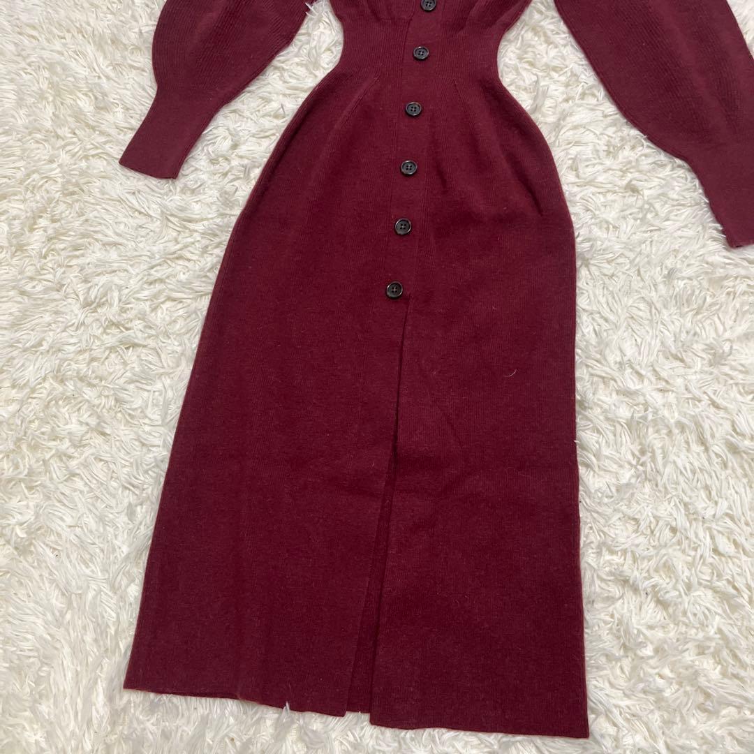 【12/20〜26SALE】 SNIDEL フロントボタンニットワンピース 赤