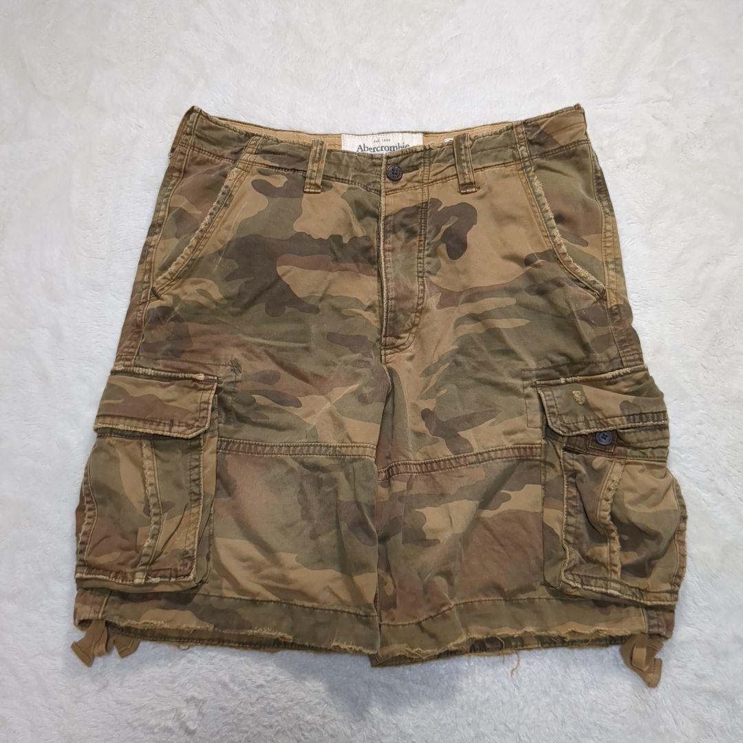 ✨大人気！w34 abercrombie&fitch 迷彩ハーフカーゴパンツ
