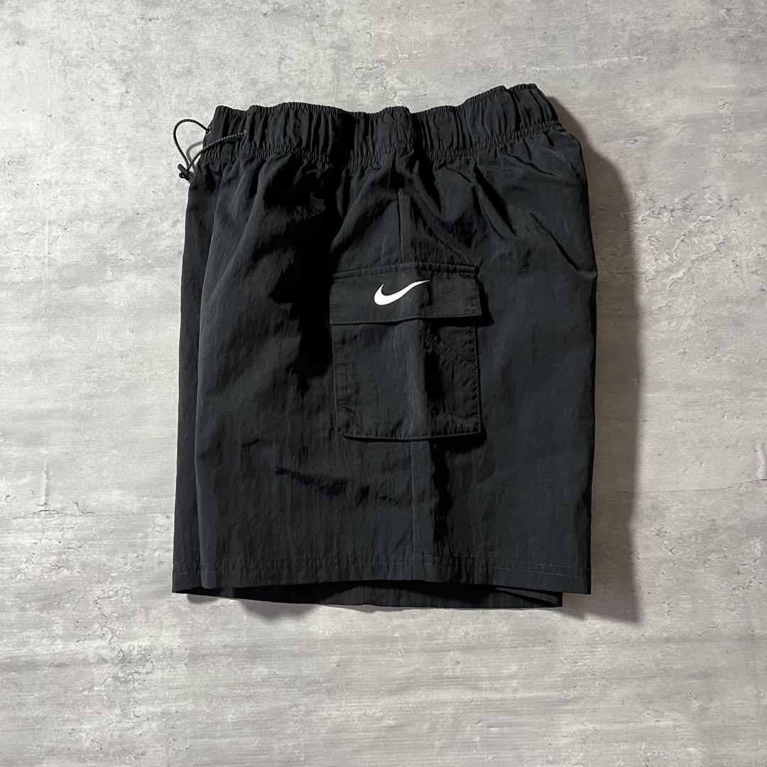 【ショートナイロン、スウッシュ】NIKEハーフパンツ古着ストリートユニセックス黒