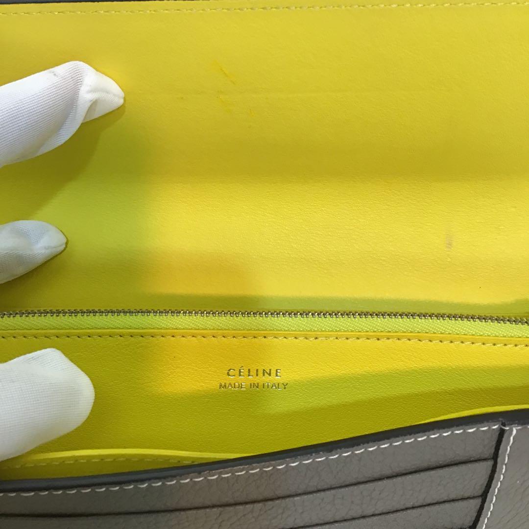 CELINE セリーヌ ラージ ジップドマルチファンクション ブラック/イエロー セリーヌCÉLINE ラージフラップマルチファンクション長財布