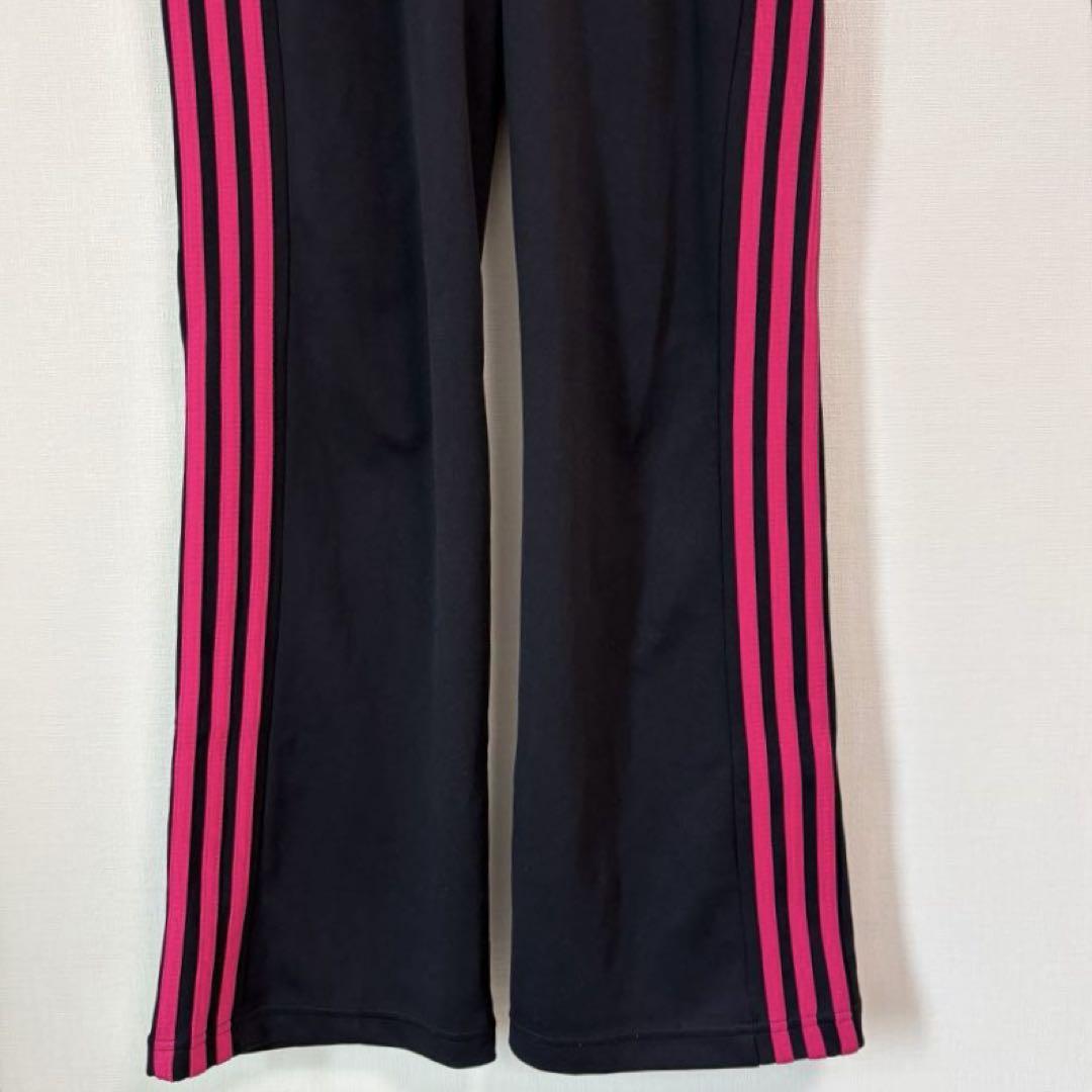 アディダス adidas ジャージ 下 トレーニングパンツ 黒 ピンク M ロゴ