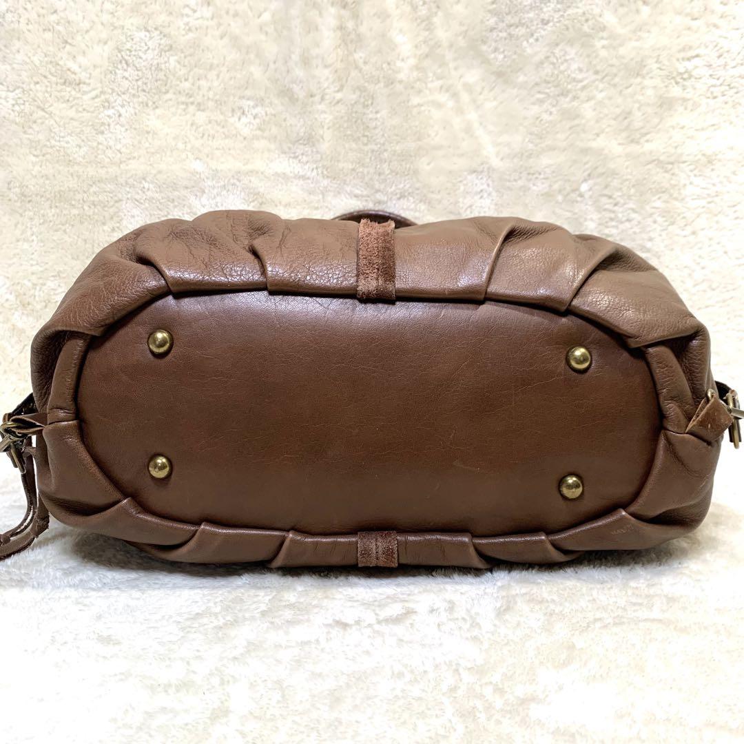 入荷now 安全 Ain ✨良品✨ Soph ブラウン 本革 ハンドバッグ アインソフ バッグ