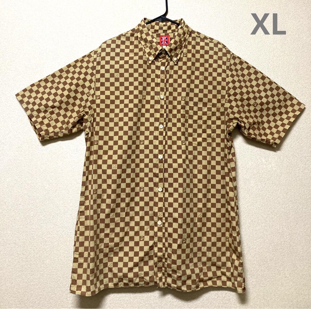 A BATHING APE シャツ XL ダミエグラフィット調 エイプ