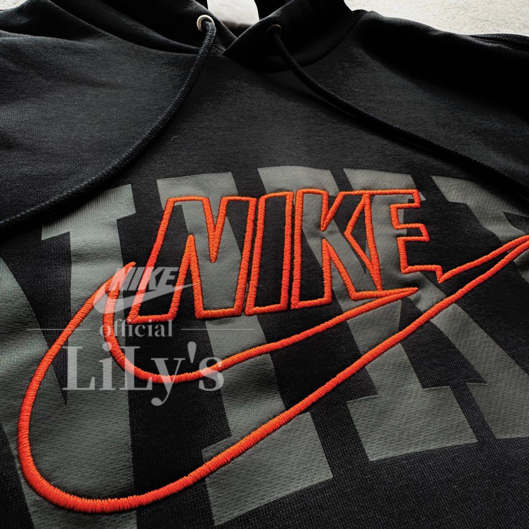 2新品 NIKE上下セットアップ Mサイズ 黒✖︎オレンジ ロゴ刺繍