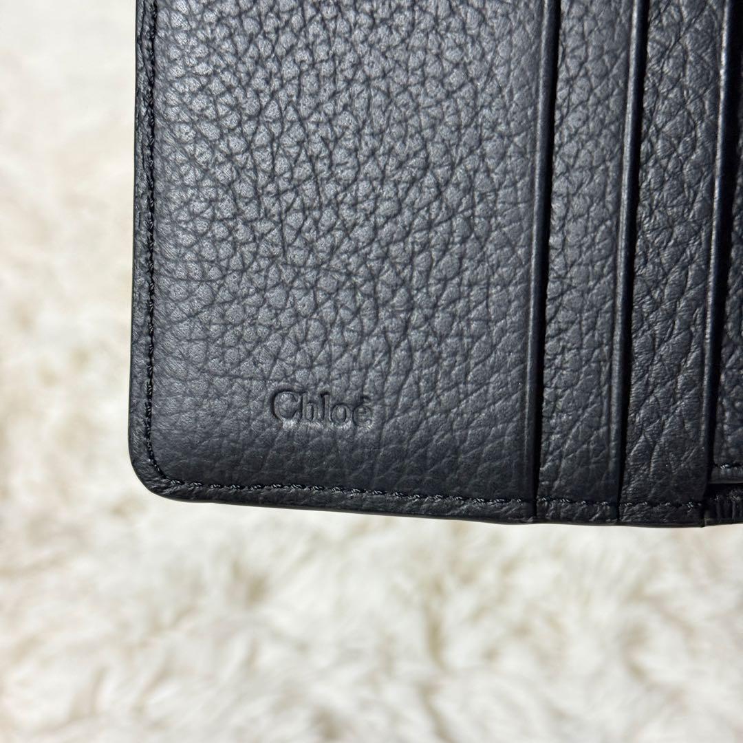 極美品✨クロエ　アルファベット　スモールトリフォールド　三つ折り財布　シボ革　黒