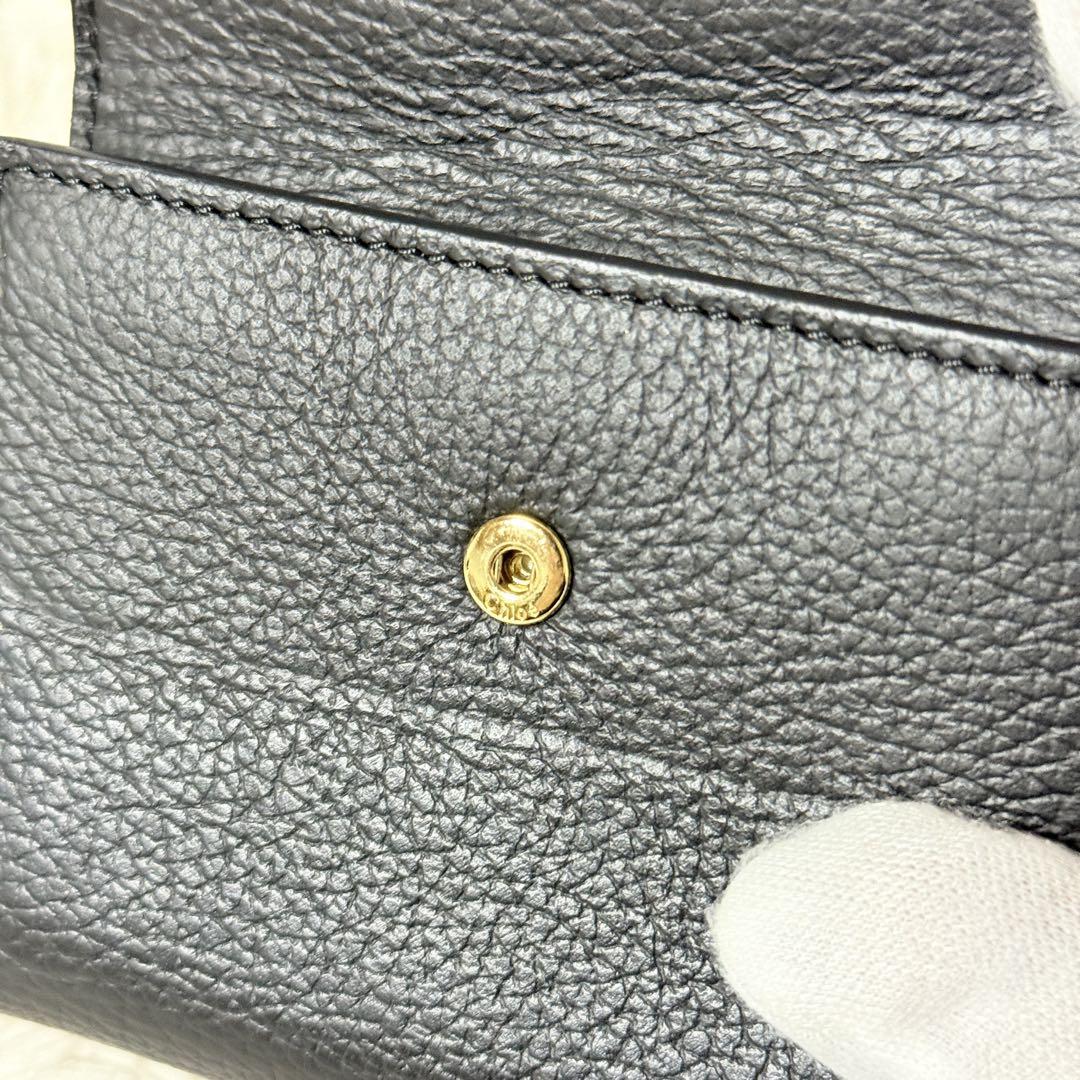 極美品✨クロエ　アルファベット　スモールトリフォールド　三つ折り財布　シボ革　黒