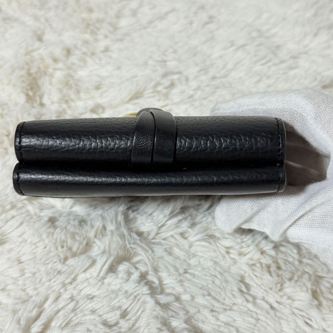 極美品✨クロエ　アルファベット　スモールトリフォールド　三つ折り財布　シボ革　黒