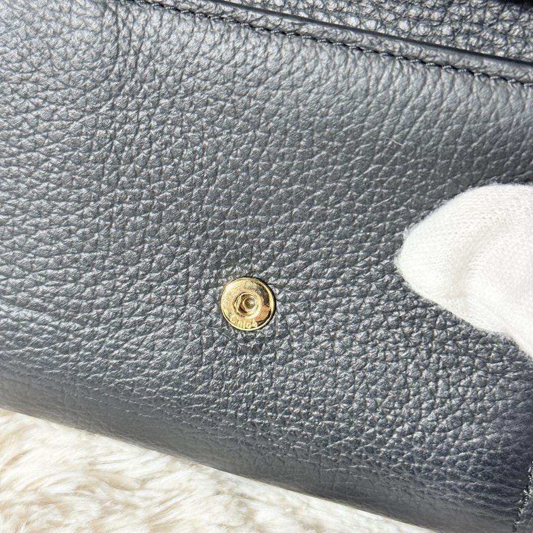 極美品✨クロエ　アルファベット　スモールトリフォールド　三つ折り財布　シボ革　黒