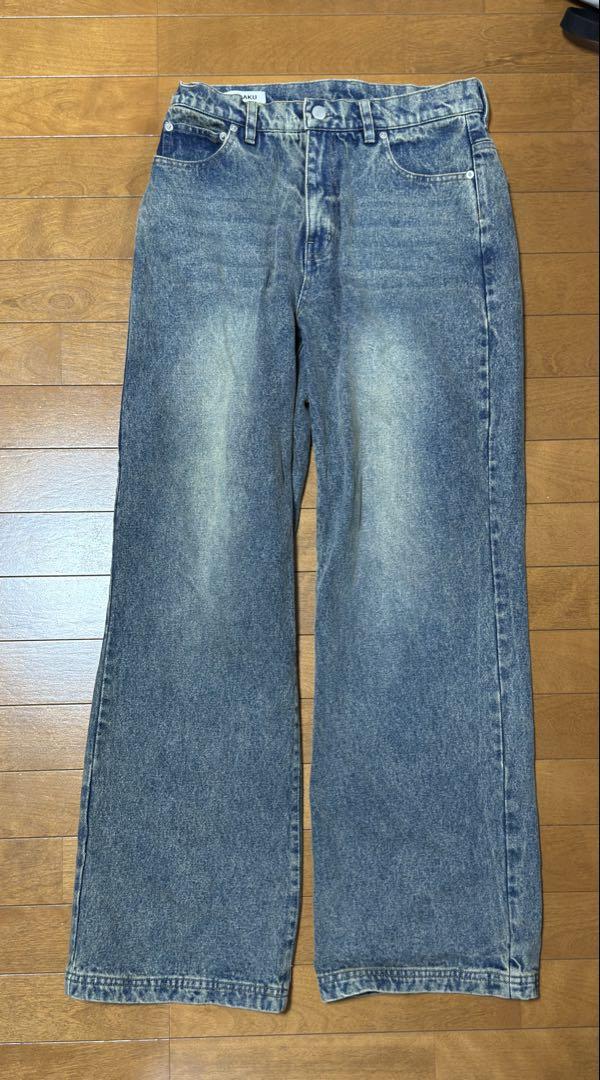 【LURAKU】Semi-flared washed denim