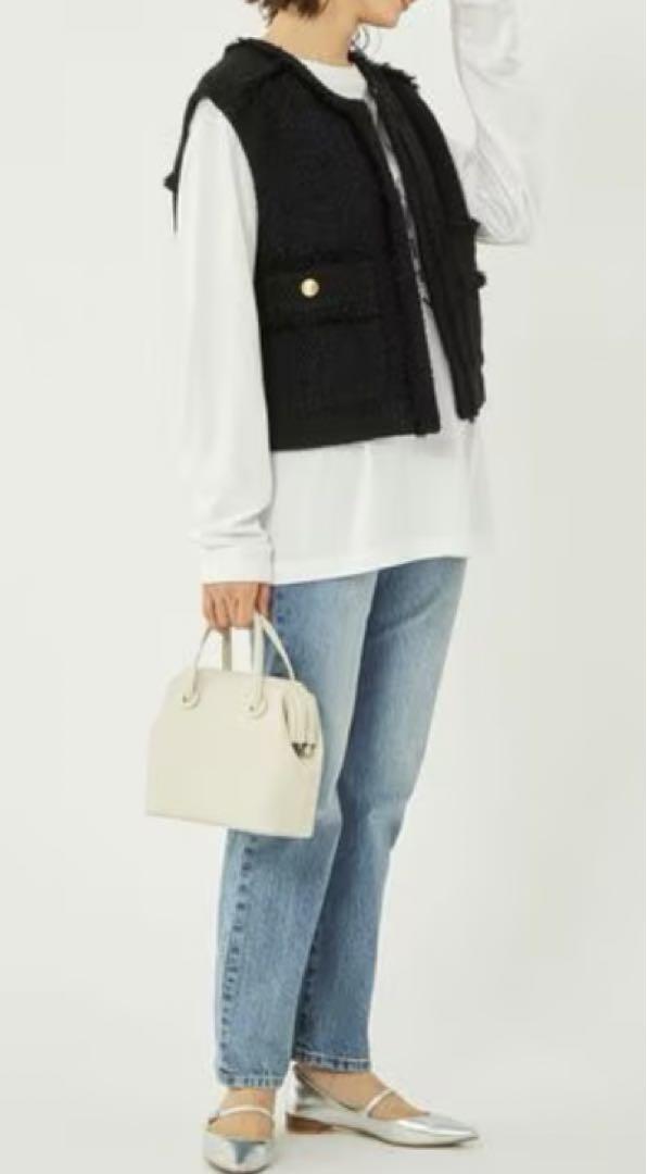 美品！2023AW グリーンレーベル ジレ ベスト ツイード ネイビー ブラック