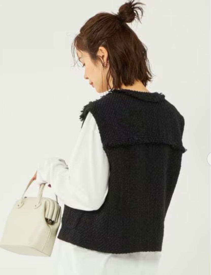 美品！2023AW グリーンレーベル ジレ ベスト ツイード ネイビー ブラック